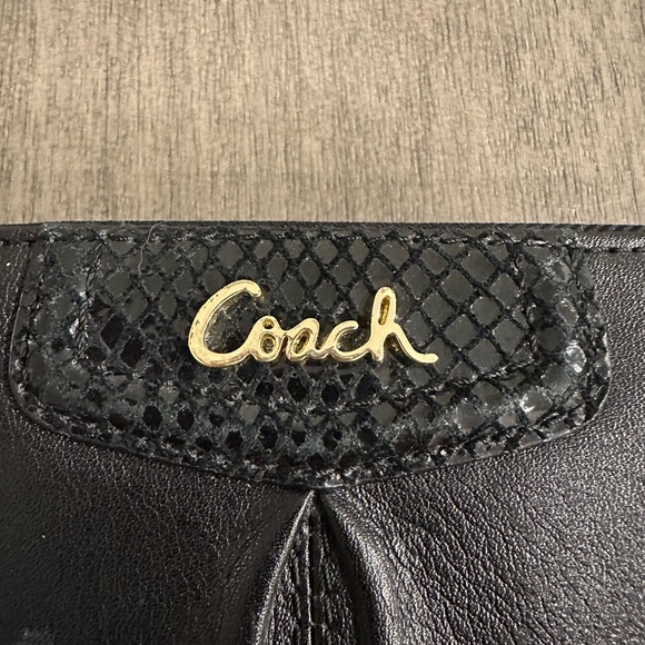 Coach Black Accordion Wallet With Gold Tone Coach Symbol - Picture 10 of 16